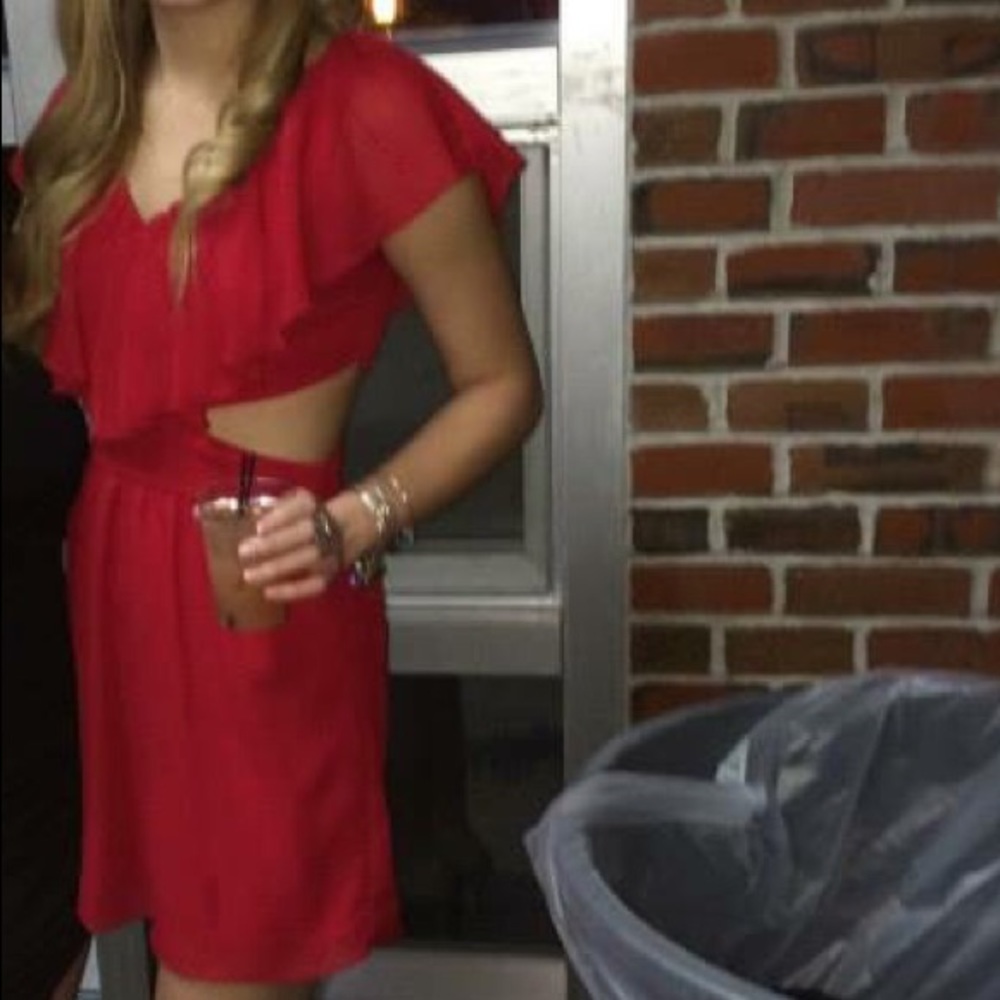 Red cut out dress